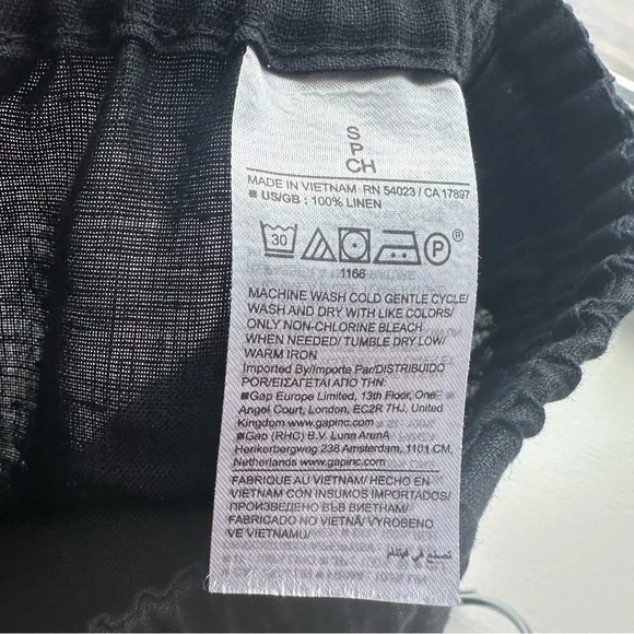 Banana Republic Linen Pull-on Black Wide Leg Ankle Pants - Picture 4 of 5